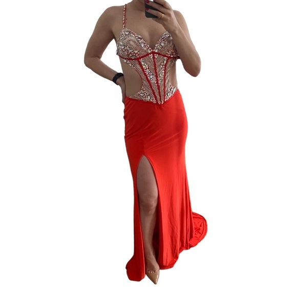 Jovani Sequin Gown with High Slit - Picture 2 of 4